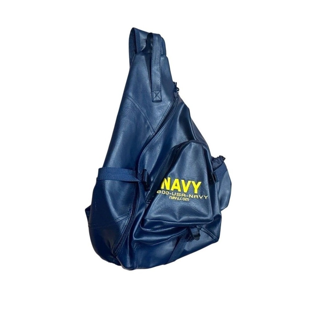 US Navy Blue Faux Leather Sling Bag Backpack Crossbody Military Tactical Gorp